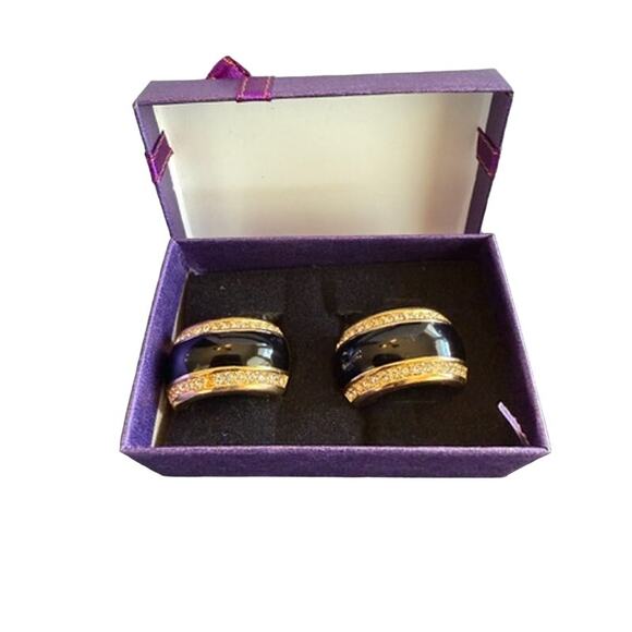 Christian Dior Vintage crystal large enamel gold plated earrings*RARE Gorgeous! - Picture 2 of 6